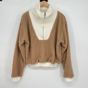 Dolan Left Coast Collection Pullover Sherpa Knit Half‎ Zip Sweater Size L Cozy